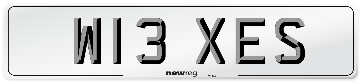 W13 XES Number Plate from New Reg